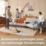 Aspirateur Balai sans Fil, 22 000PA / 190AW, Autonomie 90min, Détection de saleté, Affichage LED, Lumières Bleues,Design Anti-emmêlement, Nettoyage de Maison,Poils et Tapis – Image 4