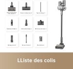 Aspirateur Balai sans Fil, 22 000PA / 190AW, Autonomie 90min, Détection de saleté, Affichage LED, Lumières Bleues,Design Anti-emmêlement, Nettoyage de Maison,Poils et Tapis – Image 8